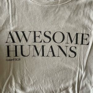 FIGS awesome humans 100% cotton white long sleeve tee shirt
